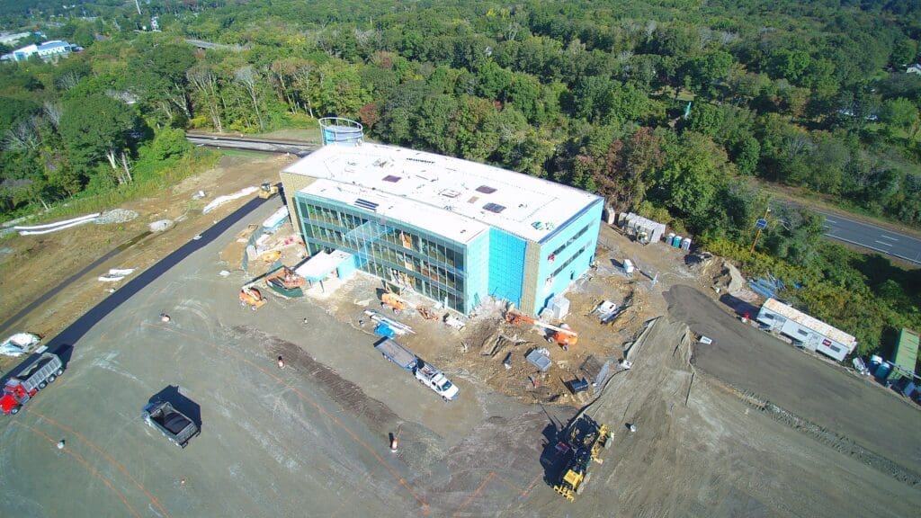 Aerial view of HealthCenter in Mystic under construction